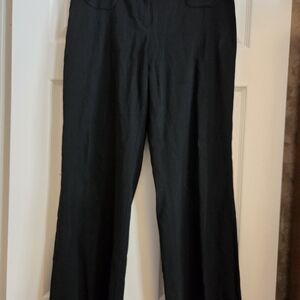 Lida Baday Black Women's Straight Wideleg suit Pants  W/ Pickstitch pockets